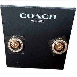 Coach Gold-Tone Open Circle Halo Stud Earrings New With Tags